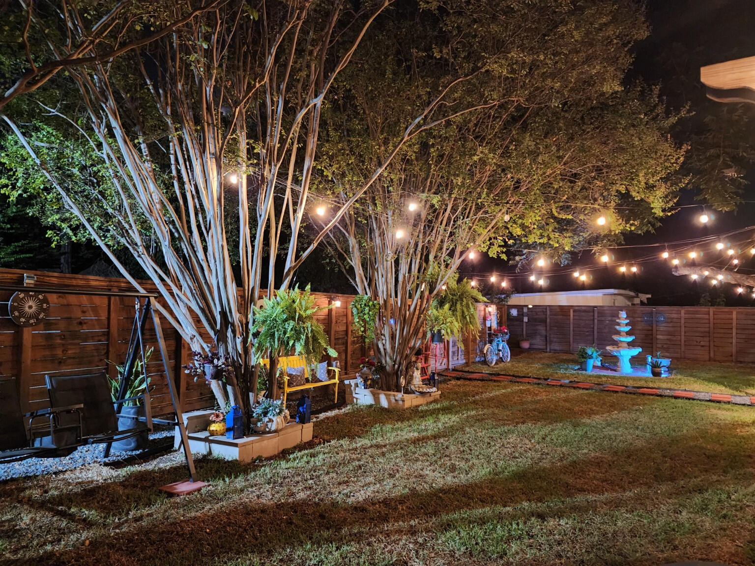 Spacious Backyard • String Lights & Evening Ambience